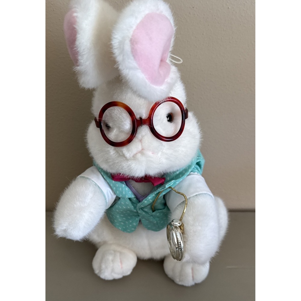 White Rabbit Alice Wonderland Target 1991 Vtg. Plush Glasses Watch Stuffed toy